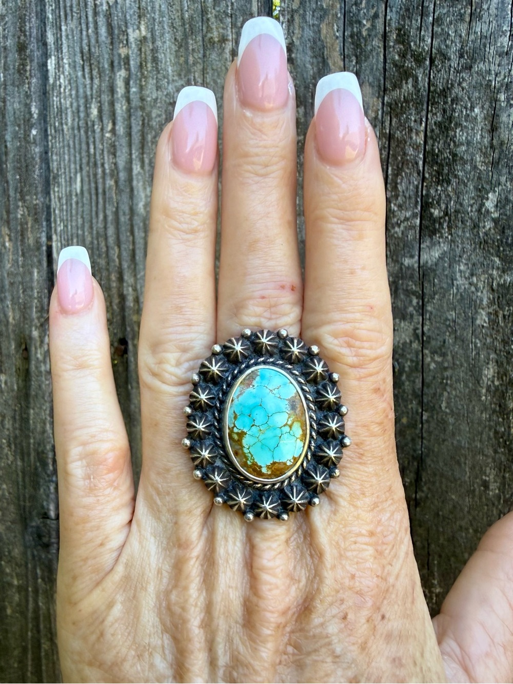 New Custom High Grade Royston Turquoise Heavy Gauge Sterling Silver Ring